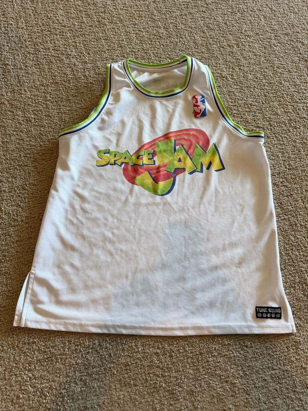 Space Jam Tune Squad #96 White and Green Basketball Jersey